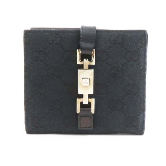 GUCCI Accessories - Gucci Jackie GG Canvas/Leather Bifold Wallet in Black and Silver, Women's, e6...